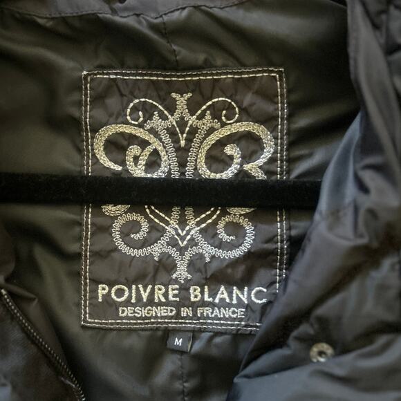 POIVRE BLANC Long Line Prime Duck Down Belted Puffer Coat Jacket Black Snow M - Picture 3 of 9